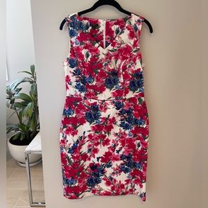 Talbots pink & blue floral sheath dress size 8P